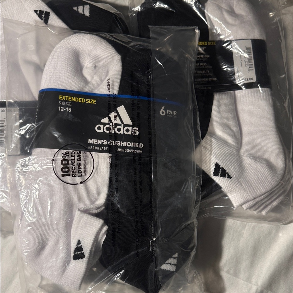 adidas Men's Athletic Crew Socks - Black and White